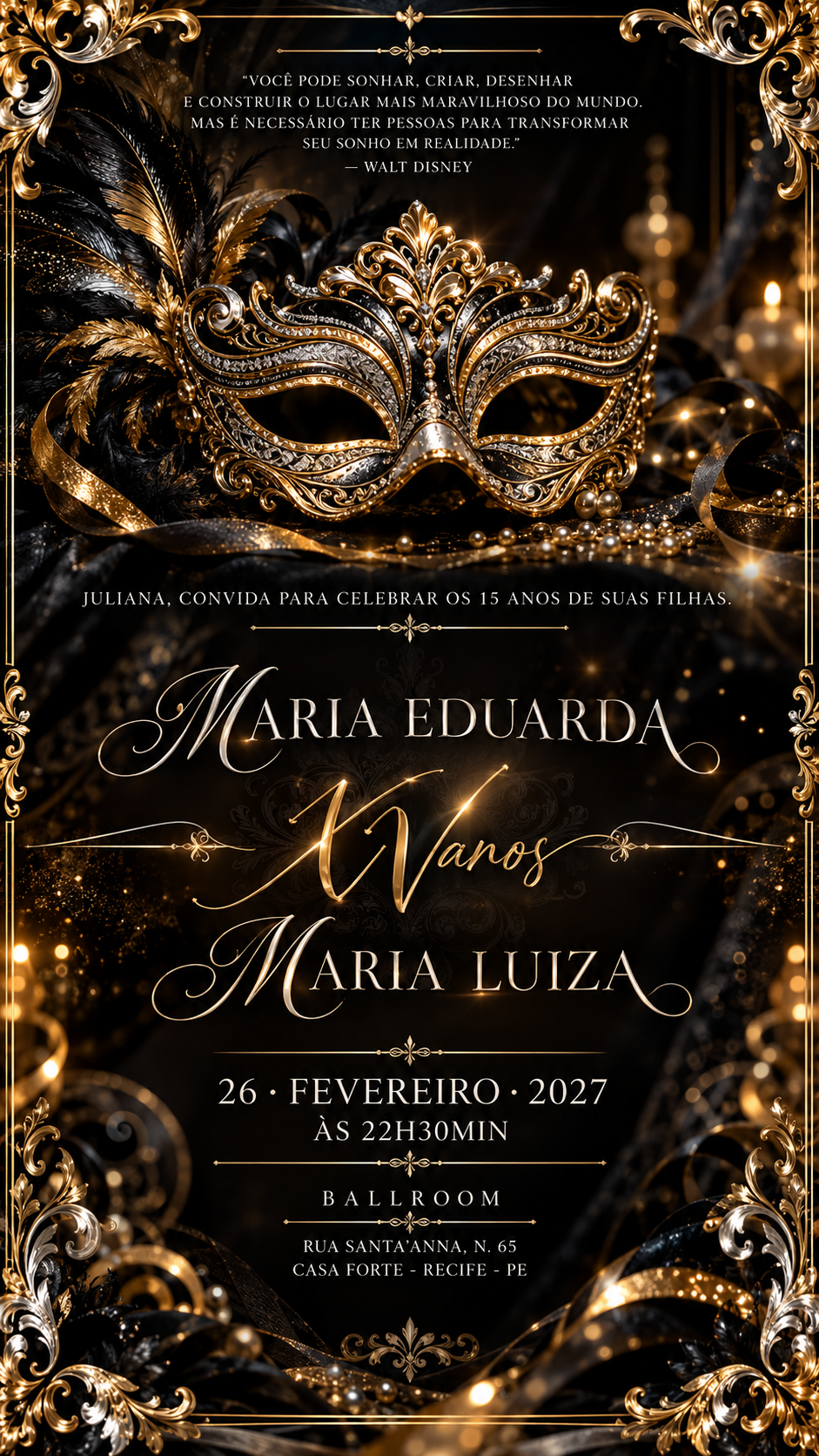 Convite Maria Eduarda e Maria Luiza - XV Anos
